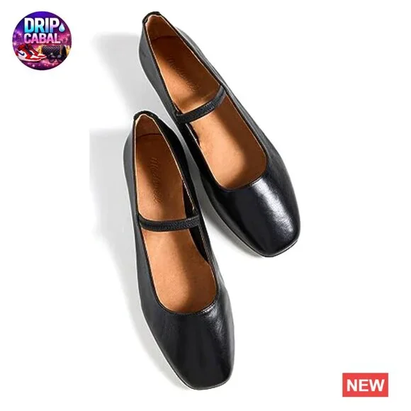 Leather Ballet Flats with Elastic Strap and Padded Footbed - Picture 5 of 6